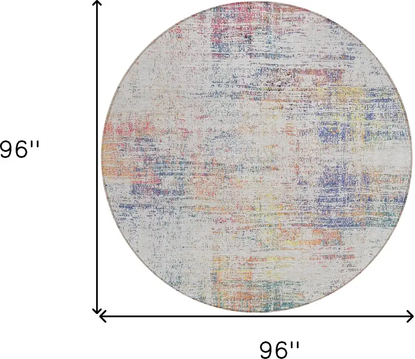8' Ivory Orange And Blush Round Abstract Washable Indoor Outdoor Area Rug Photo 3