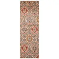 Photo of 10' Ivory Orange And Gray Floral Stain Resistant Runner Rug
