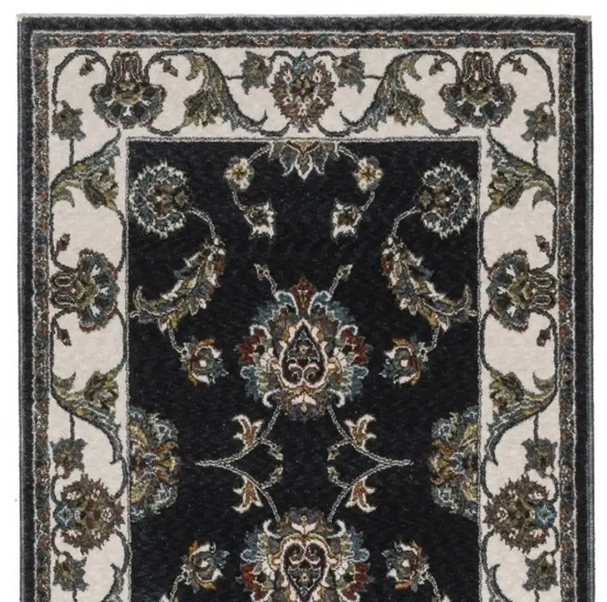 8' Ivory Oriental Runner Rug With Fringe Photo 7
