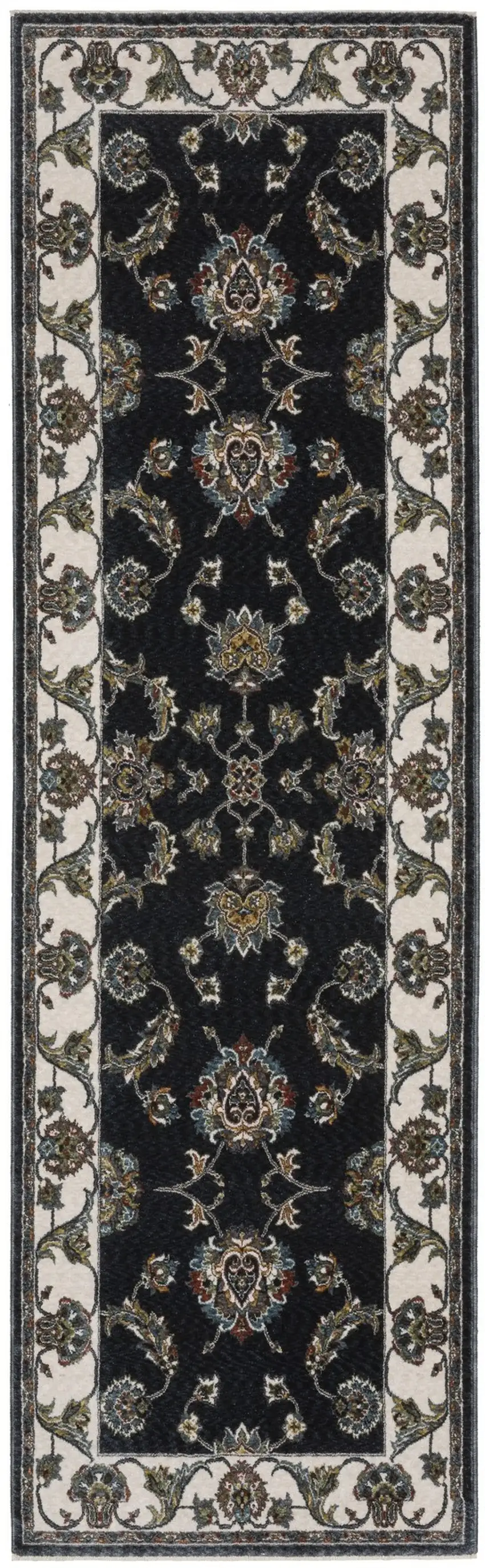 8' Ivory Oriental Runner Rug With Fringe Photo 2