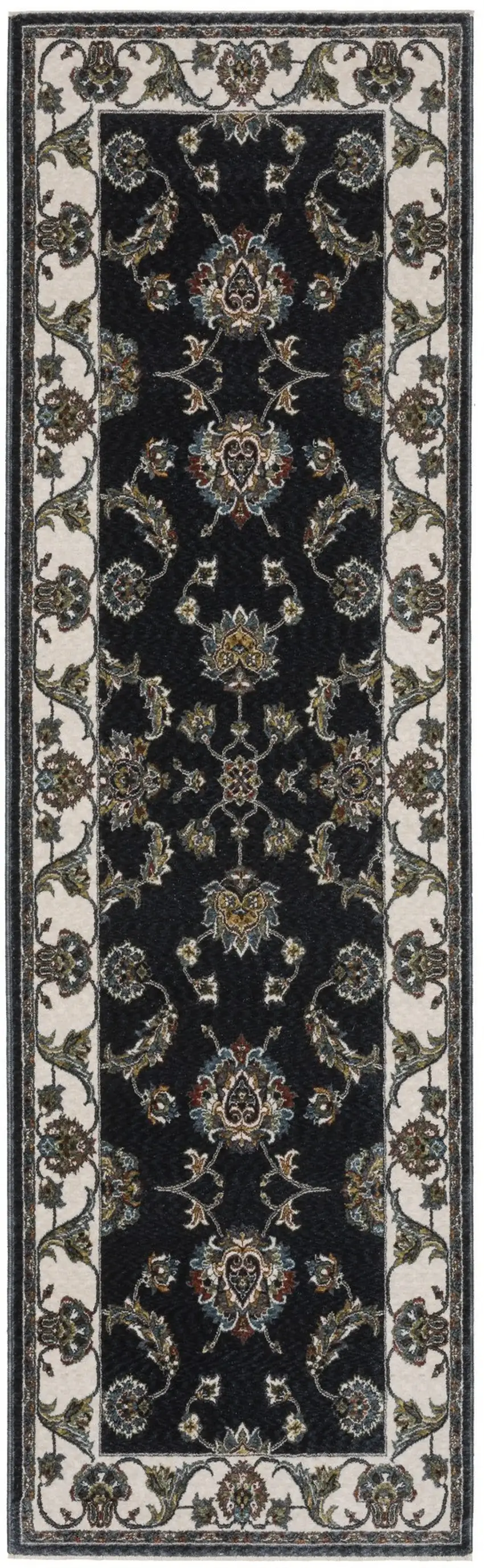 8' Ivory Oriental Runner Rug With Fringe Photo 4