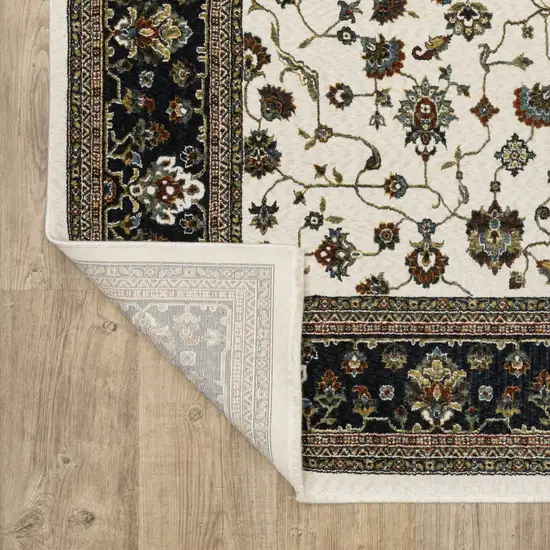 8' Ivory Oriental Runner Rug With Fringe Photo 9