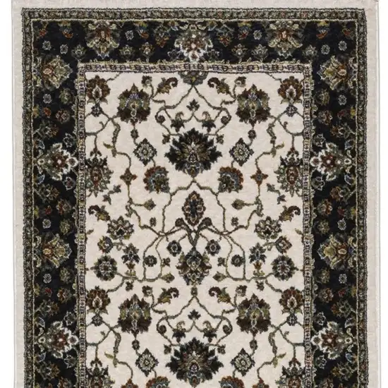 8' Ivory Oriental Runner Rug With Fringe Photo 4