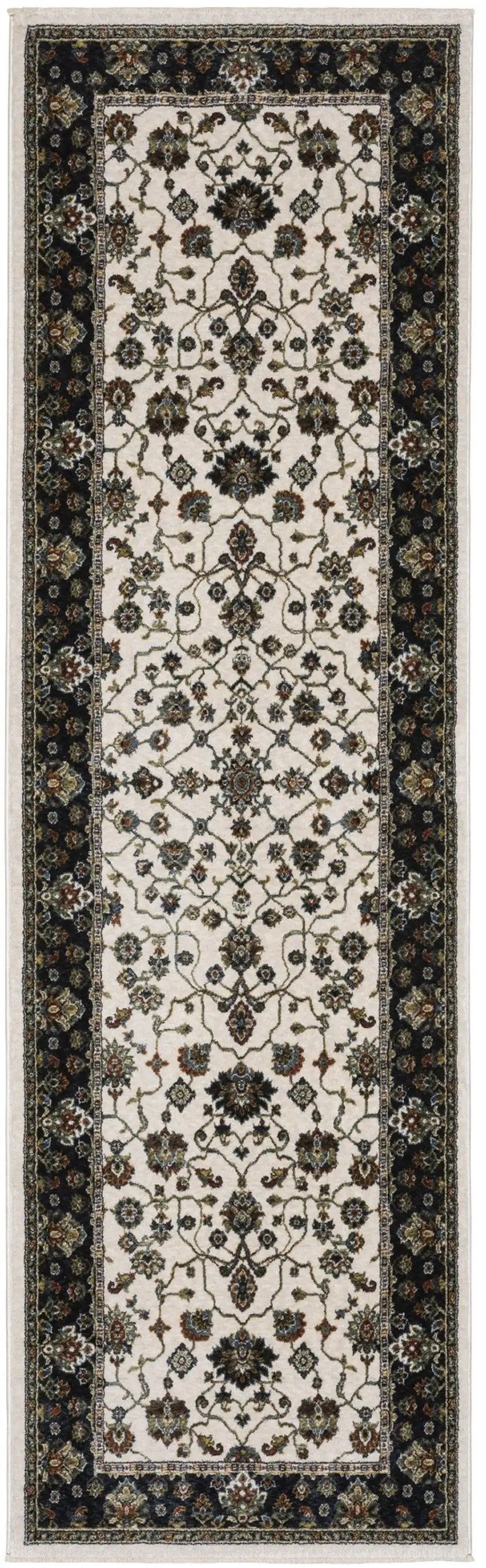 8' Ivory Oriental Runner Rug With Fringe Photo 5