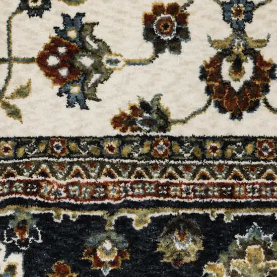 8' Ivory Oriental Runner Rug With Fringe Photo 7