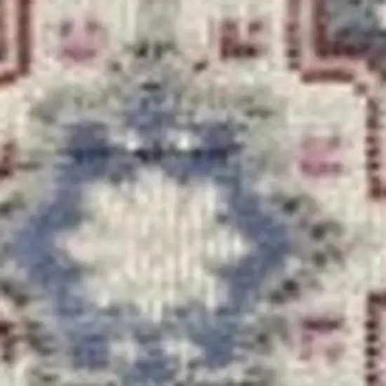 4' Ivory Pink And Gray Floral Distressed Round Rug Photo 4