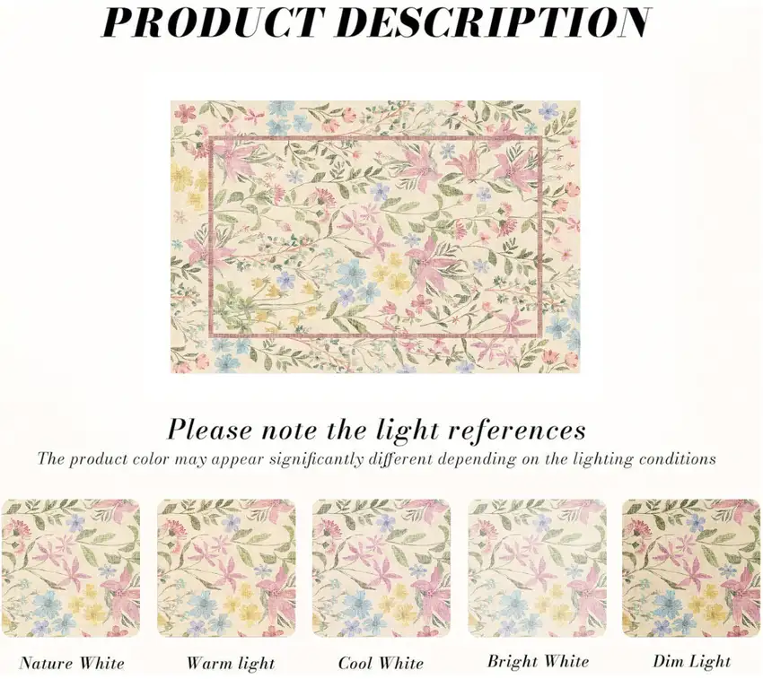 8' Ivory Pink And Green Floral Washable Area Rug Photo 7