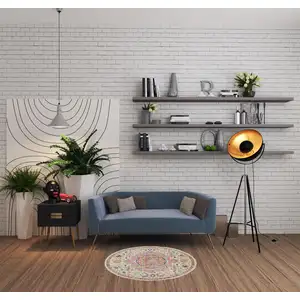 Photo of 4' Ivory Pink And Red Floral Round Rug