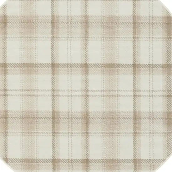 4' Ivory Plaid Power Loom Round Rug Photo 3