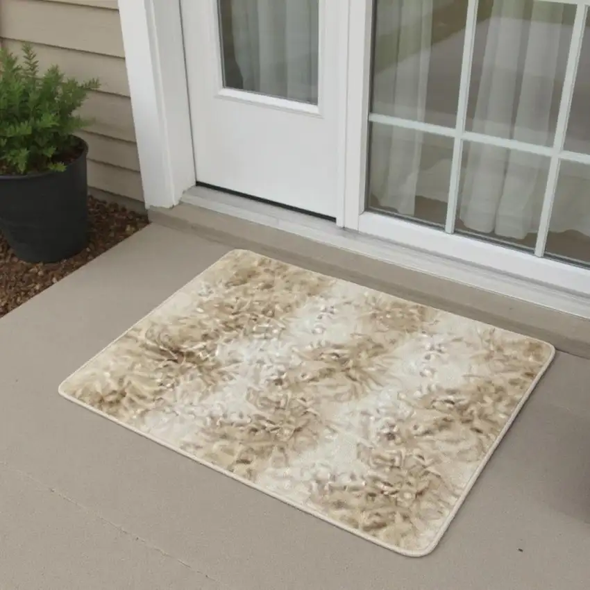 6' Ivory Plaid Power Loom Runner Rug Photo 1
