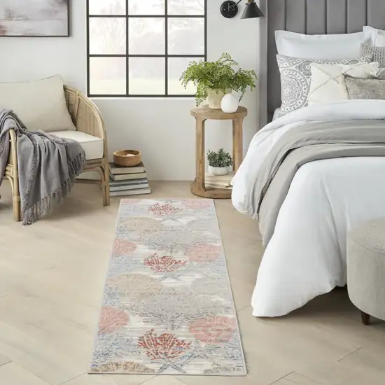 8' Ivory Power Loom Runner Rug Photo 5