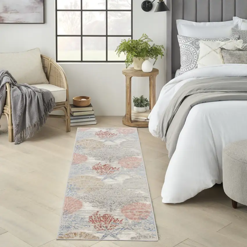 8' Ivory Power Loom Runner Rug Photo 5