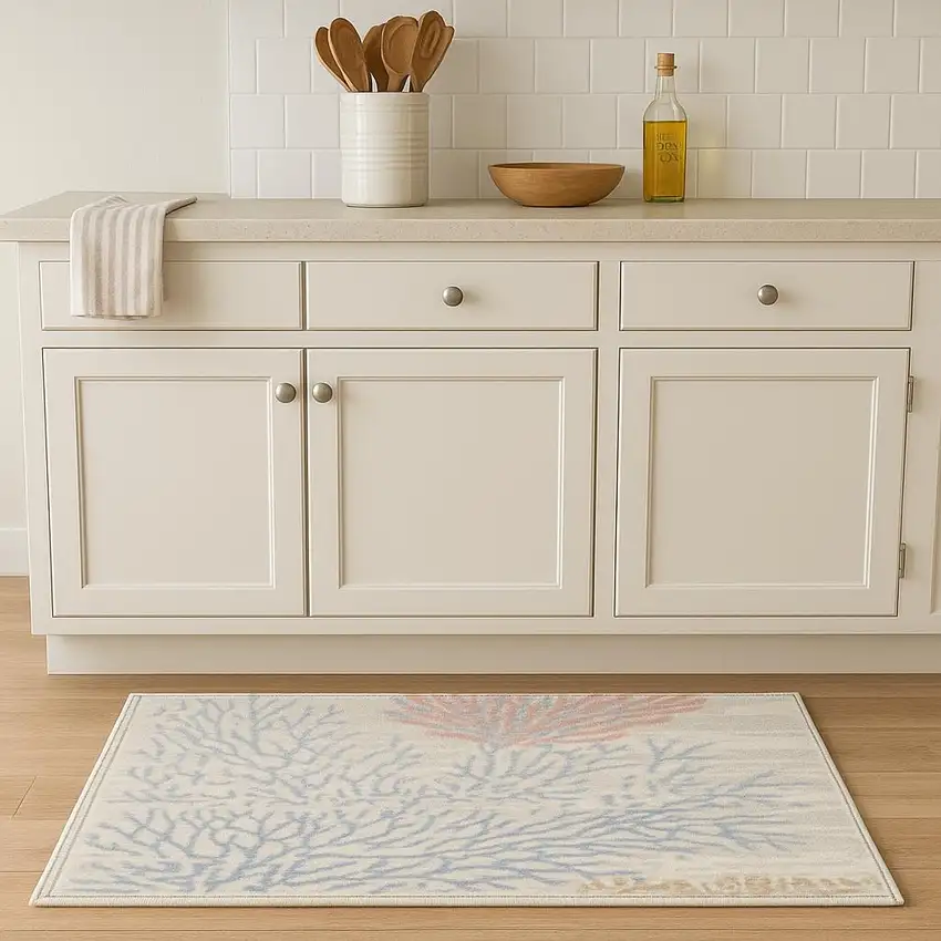 8' Ivory Power Loom Runner Rug Photo 1