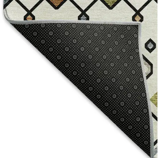 8' Ivory Red And Green Southwestern Washable Round Rug With UV Protection Photo 5