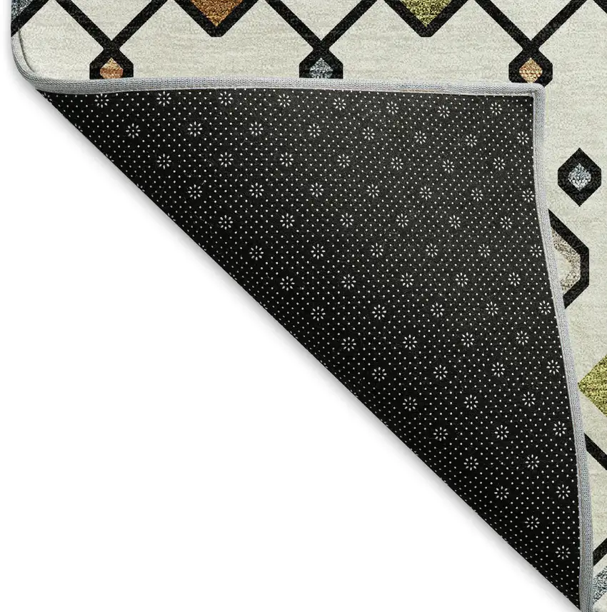 8' Ivory Red And Green Southwestern Washable Round Rug With UV Protection Photo 5