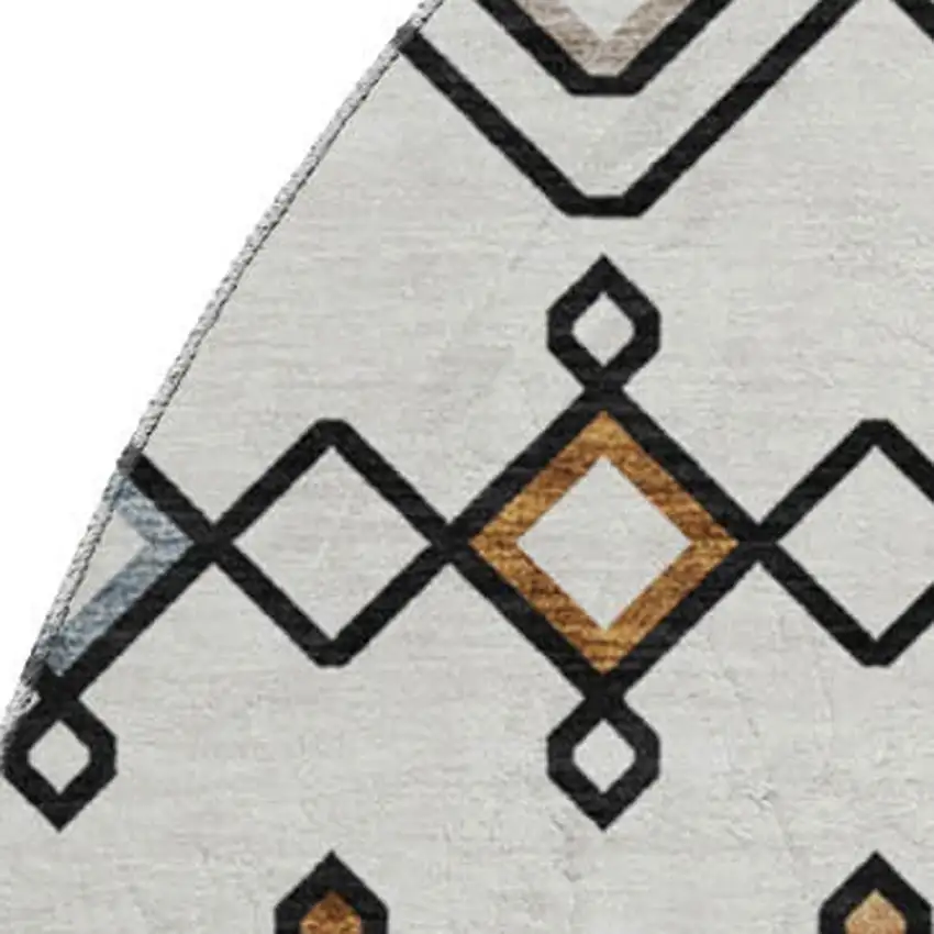 8' Ivory Red And Green Southwestern Washable Round Rug With UV Protection Photo 3