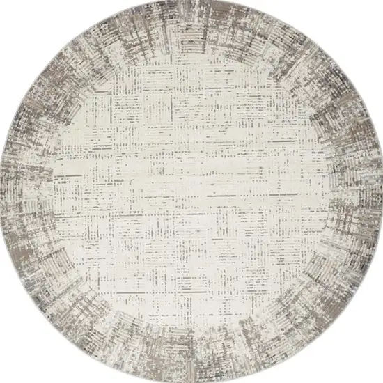 8' Ivory Round Abstract Power Loom Area Rug Photo 3