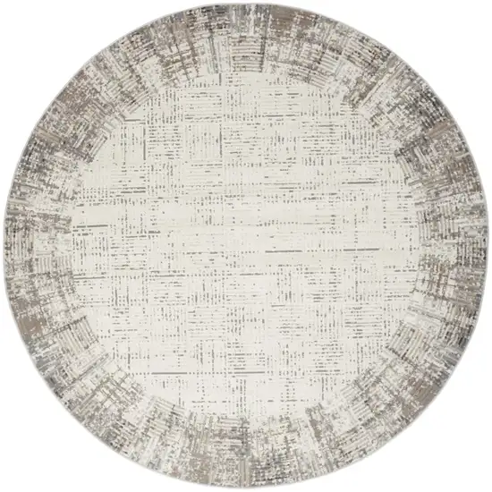 8' Ivory Round Abstract Power Loom Area Rug Photo 4