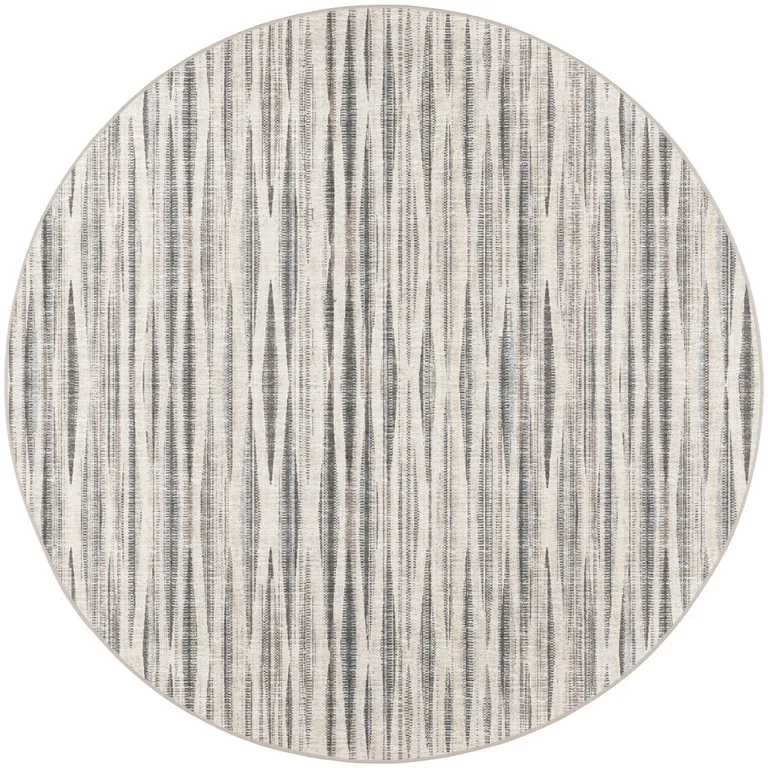 6' Ivory Round Ombre Tufted Handmade Area Rug Photo 4