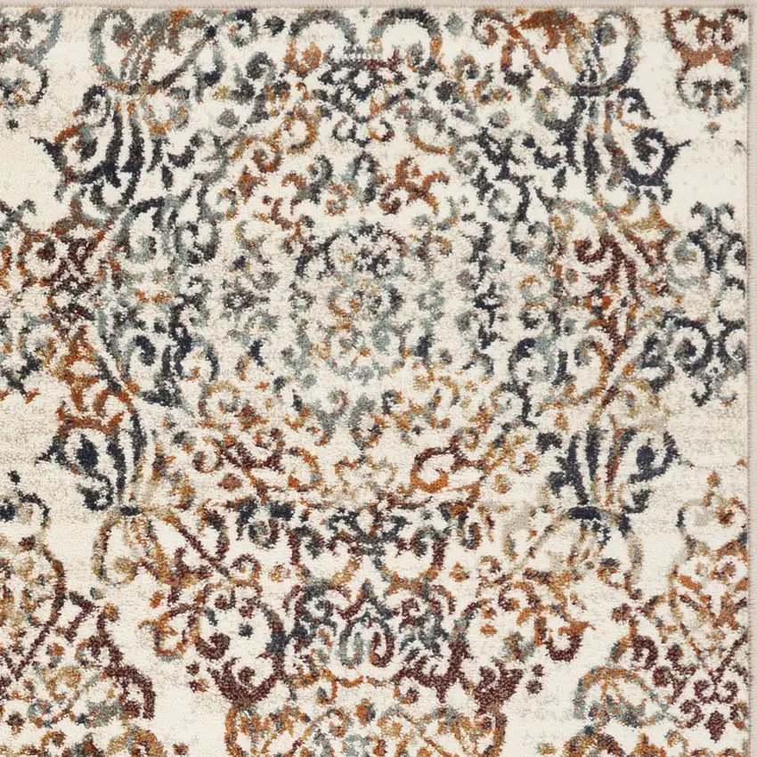 8' Ivory Round Oriental Dhurrie Area Rug Photo 6
