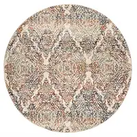 Photo of 8' Ivory Round Oriental Dhurrie Area Rug