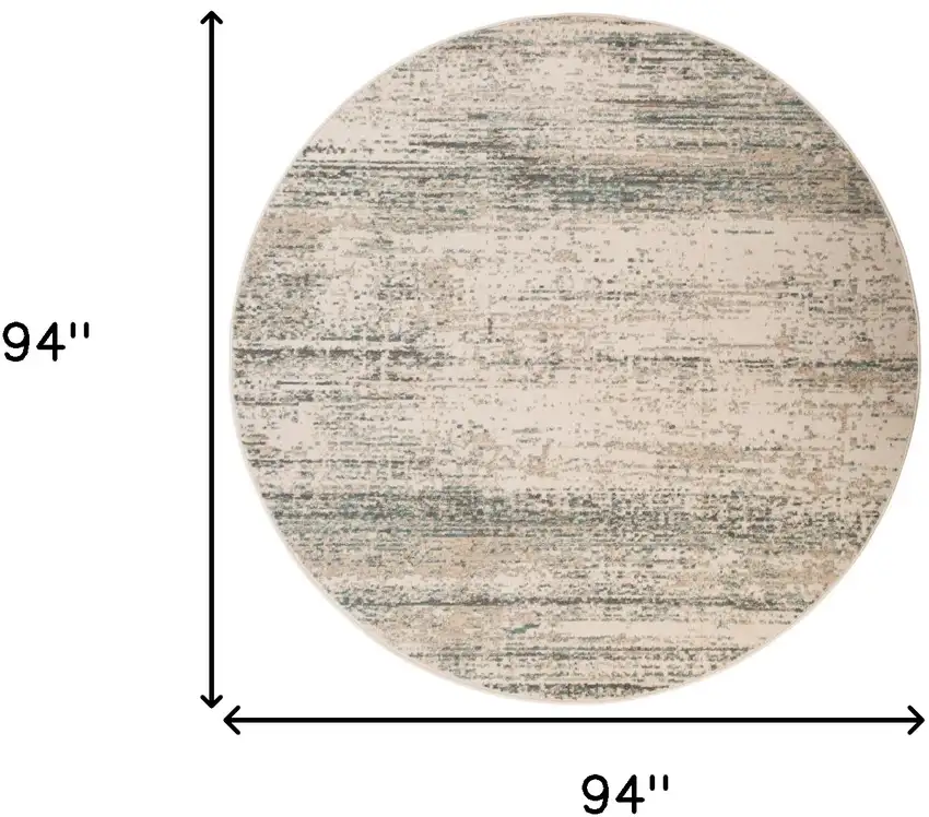 8' Ivory Round Striped Power Loom Area Rug Photo 6