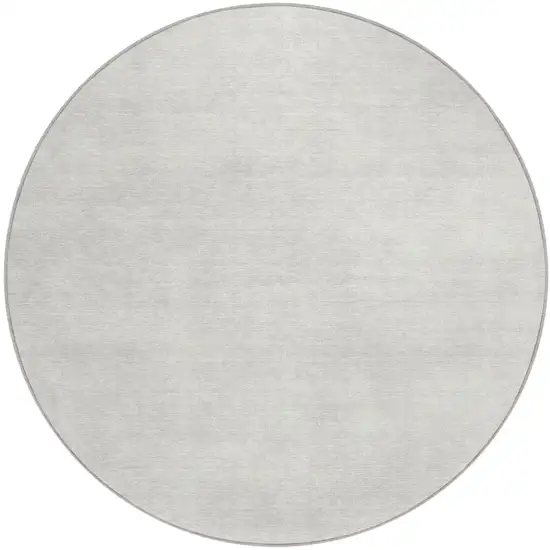 8' Ivory Round Washable Indoor Outdoor Area Rug Photo 2