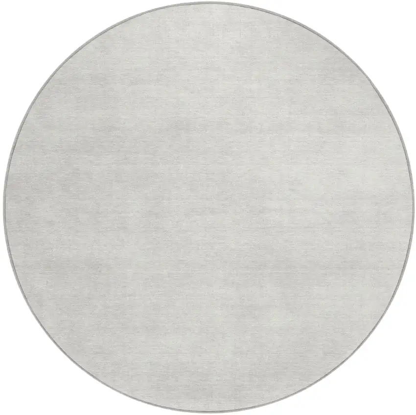 8' Ivory Round Washable Indoor Outdoor Area Rug Photo 2