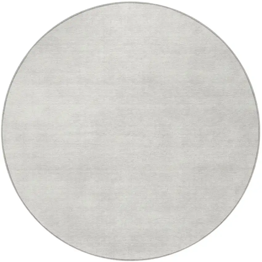 8' Ivory Round Washable Indoor Outdoor Area Rug Photo 6