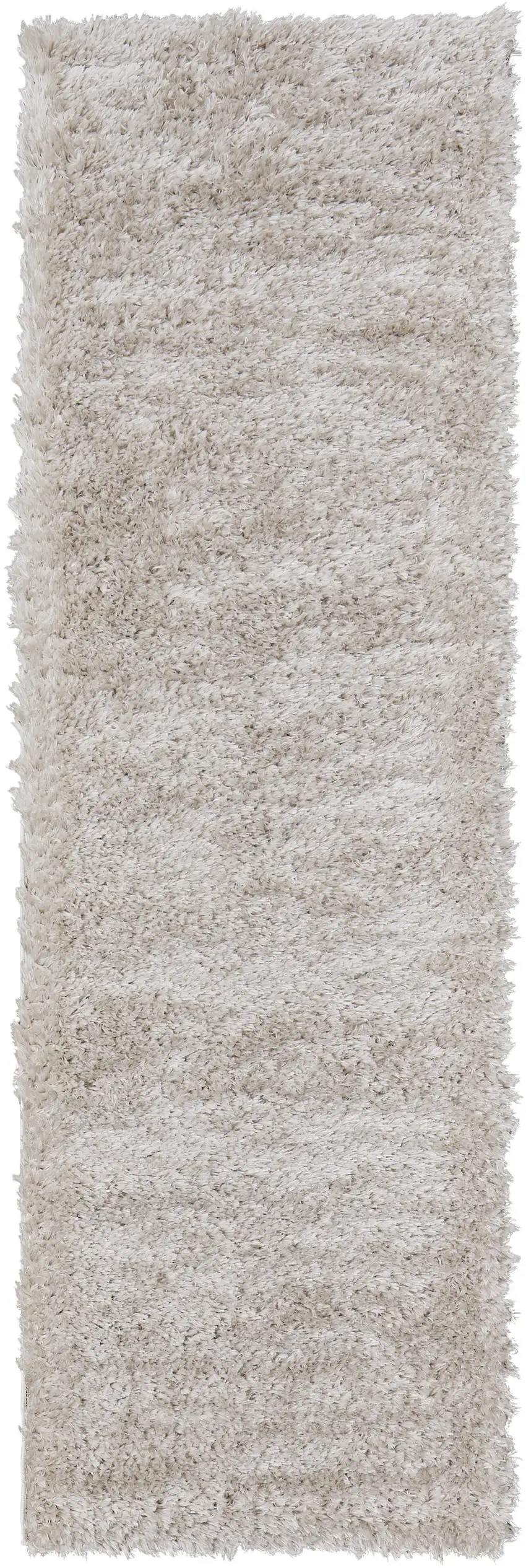 8' Ivory Shag Power Loom Runner Rug Photo 5