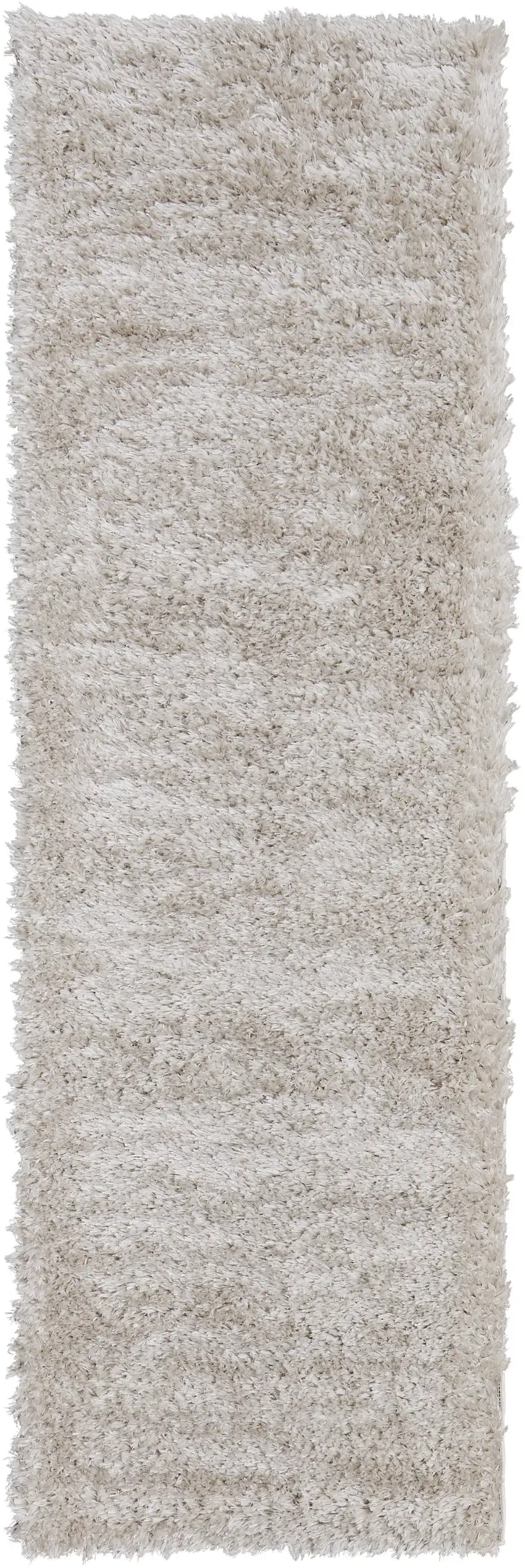 8' Ivory Shag Power Loom Runner Rug Photo 2