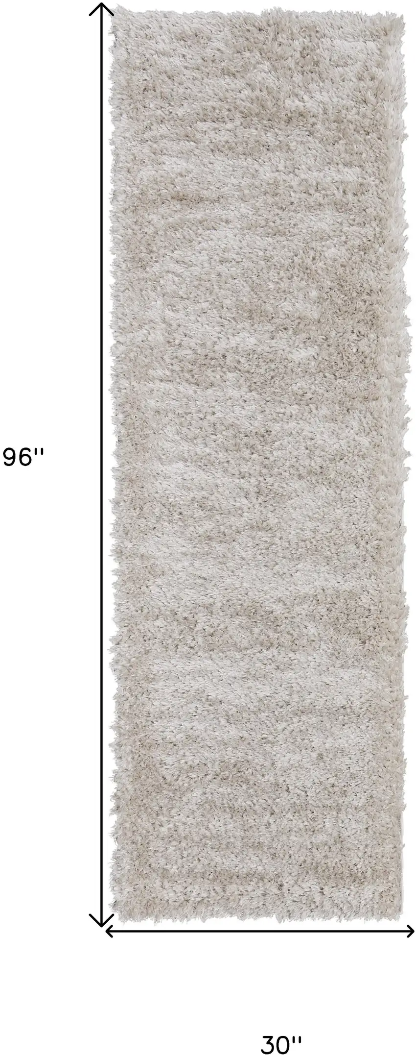 8' Ivory Shag Power Loom Runner Rug Photo 3