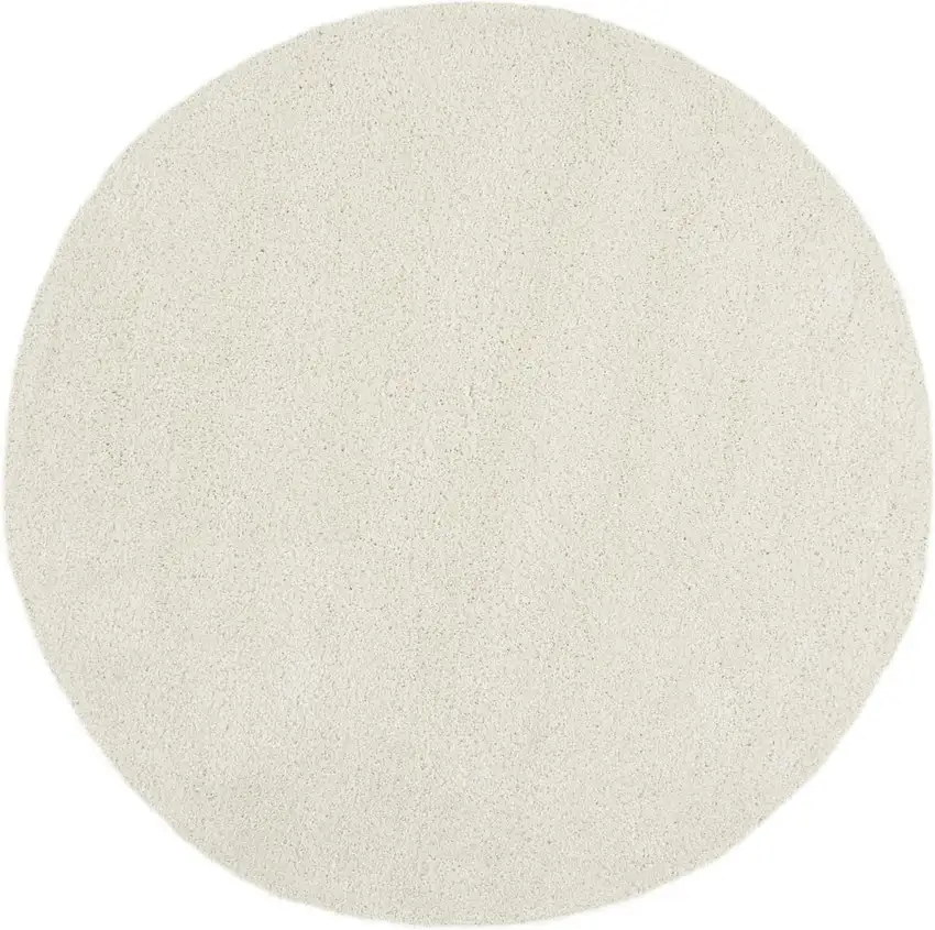 4' Ivory Shag Round Rug Photo 5