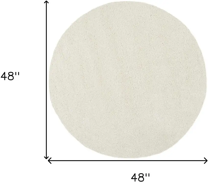 4' Ivory Shag Round Rug Photo 3