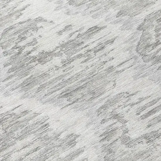 8' Ivory Silver And Taupe Round Abstract Washable Indoor Outdoor Area Rug Photo 9