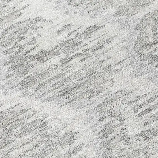 8' Ivory Silver And Taupe Round Abstract Washable Indoor Outdoor Area Rug Photo 9