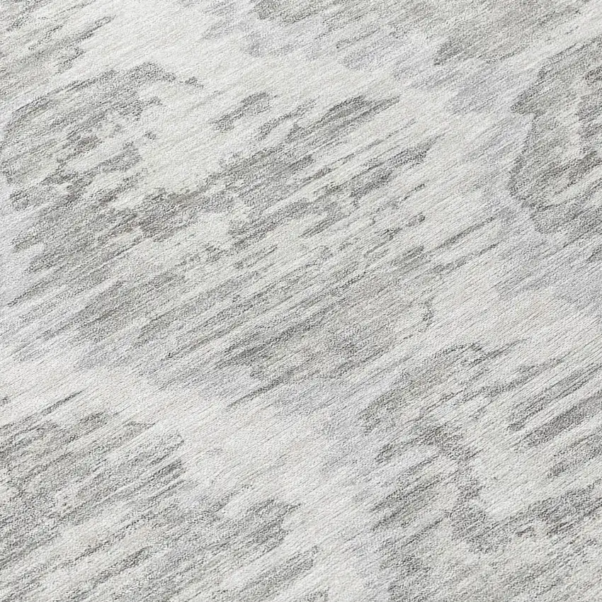 8' Ivory Silver And Taupe Round Abstract Washable Indoor Outdoor Area Rug Photo 9