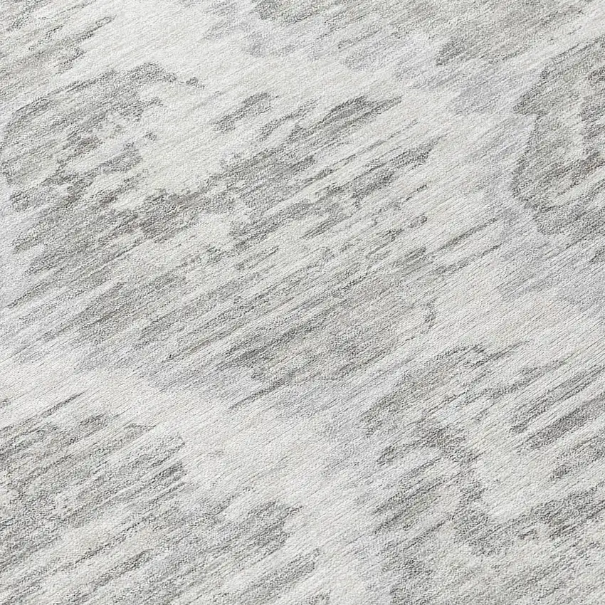 8' Ivory Silver And Taupe Round Abstract Washable Indoor Outdoor Area Rug Photo 9