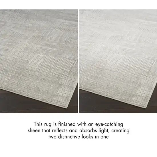 8' Ivory Silver and Gray Abstract Non Skid Runner Rug Photo 4