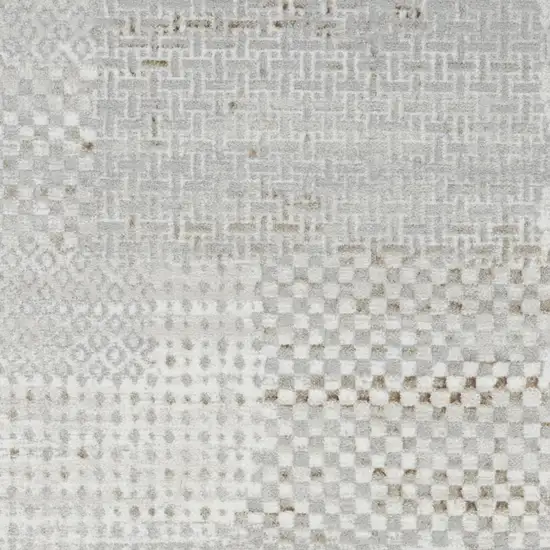 8' Ivory Silver and Gray Abstract Non Skid Runner Rug Photo 4