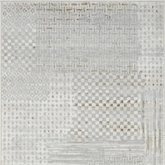 8' Ivory Silver and Gray Abstract Non Skid Runner Rug Photo 5