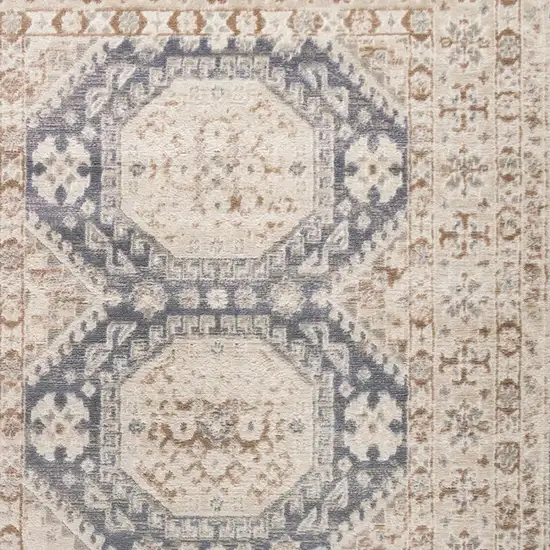 8' Ivory Silver and Gray Abstract Non Skid Runner Rug Photo 5