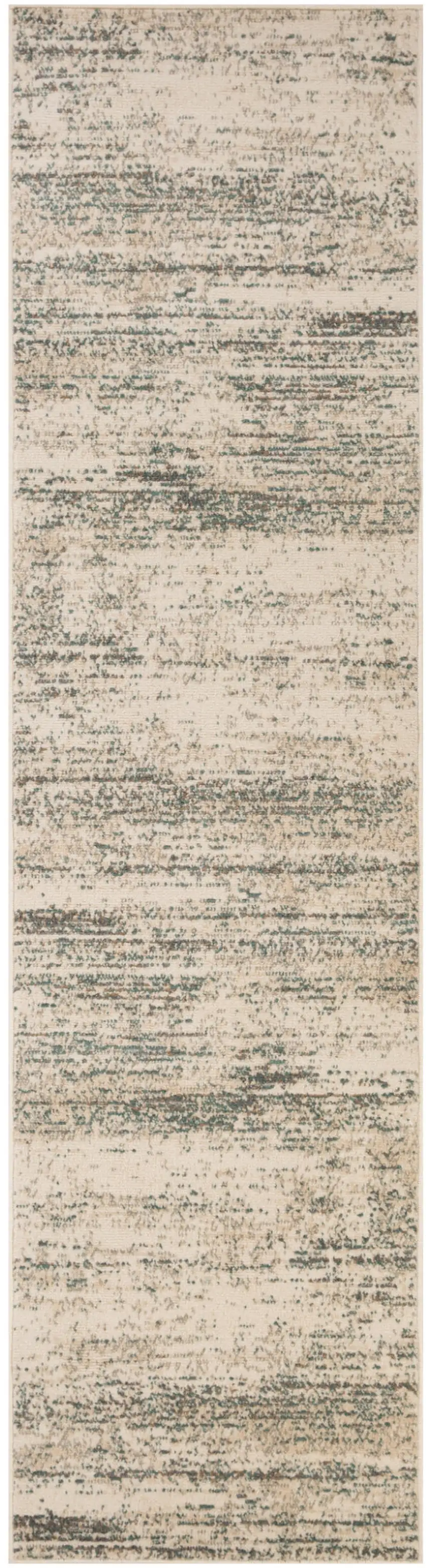 10' Ivory Striped Power Loom Runner Rug Photo 1