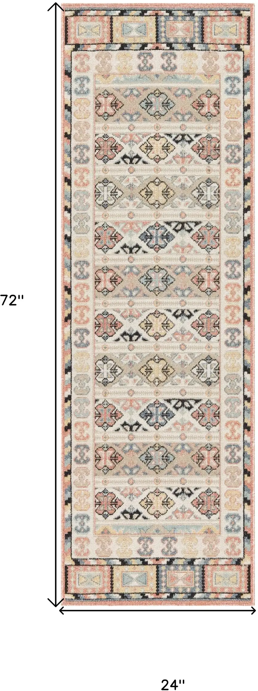 6' Ivory Tan And Black Geometric Flatweave Runner Rug Photo 3