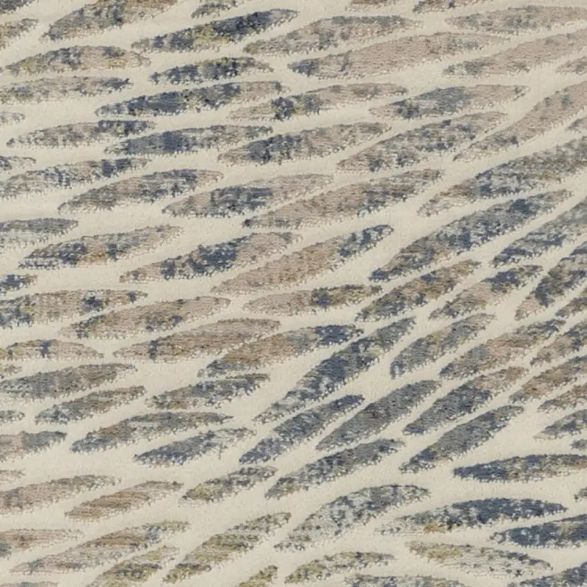 8' Ivory Tan And Blue Abstract Runner Rug Photo 5