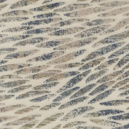 8' Ivory Tan And Blue Abstract Runner Rug Photo 5