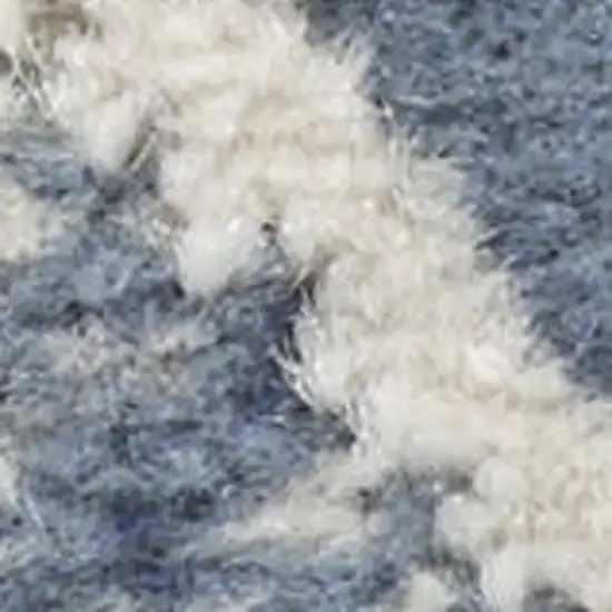 8' Ivory Tan And Blue Abstract Runner Rug Photo 2