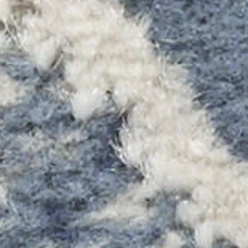 8' Ivory Tan And Blue Abstract Runner Rug Photo 2