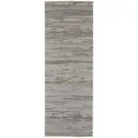 Photo of 8' Ivory Tan And Brown Abstract Power Loom Distressed Stain Resistant Runner Rug