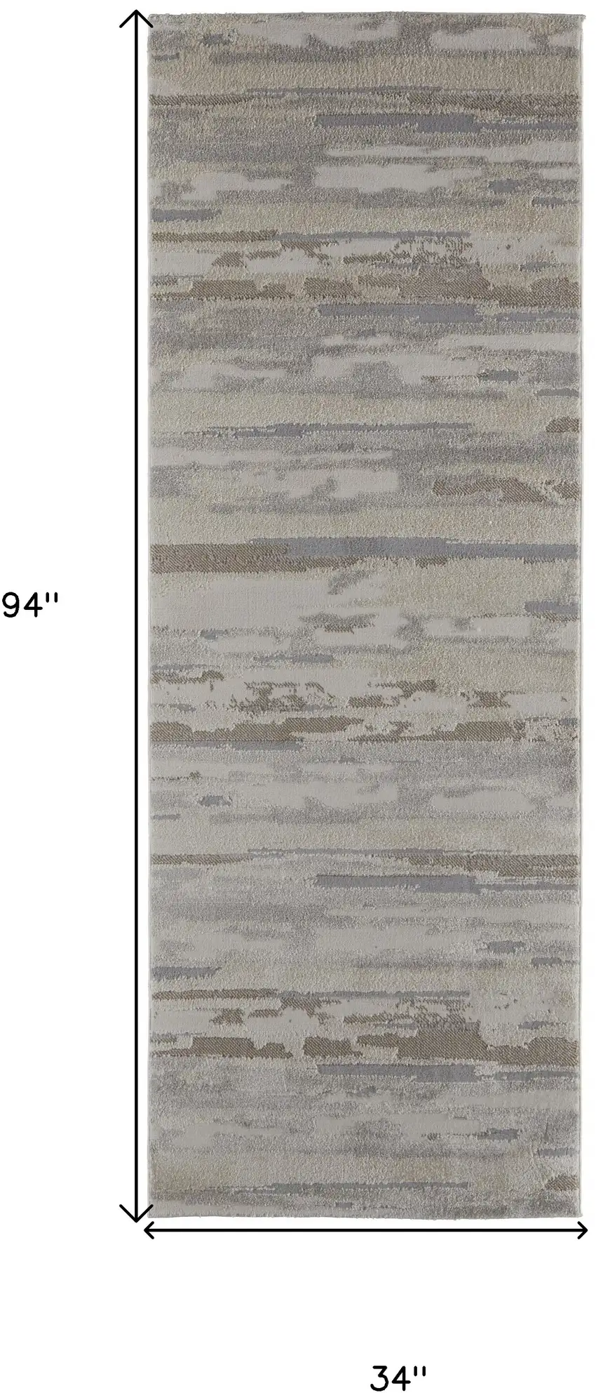 8' Ivory Tan And Brown Abstract Power Loom Distressed Stain Resistant Runner Rug Photo 7